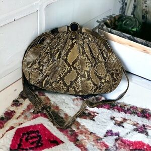 Judith Leiber Gold and Brown Snakeskin Bag